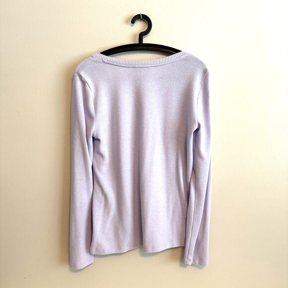 Loft Womens Sz Medium Lavender Top Blouse Henley Style Long Sleeve Casual Office - Picture 2 of 11